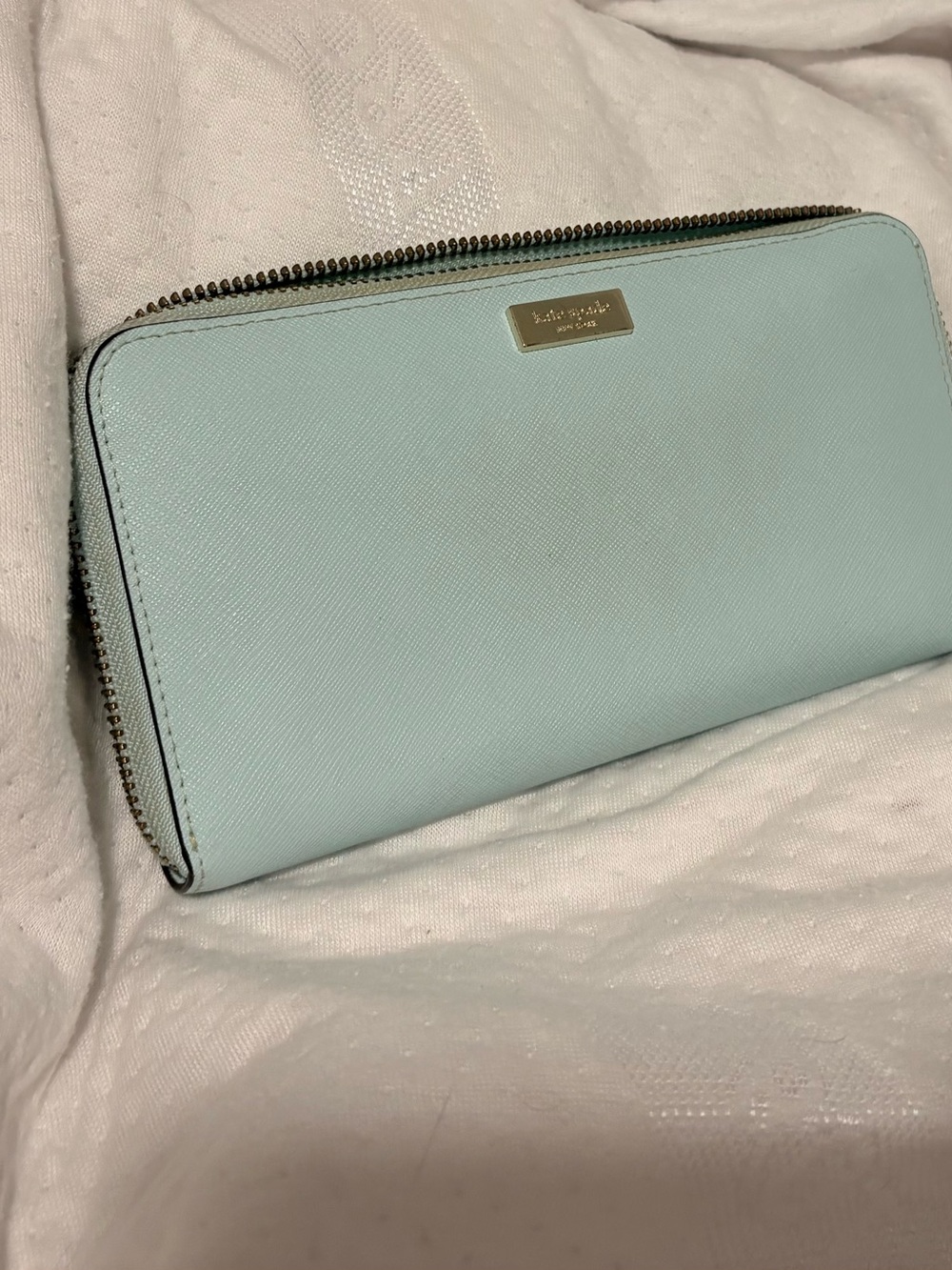 kate spade Light Mint Zip Around Saffiano Wallet